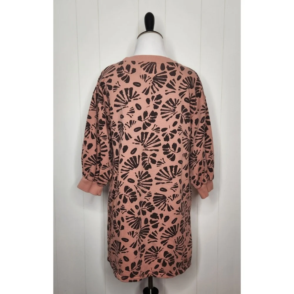 Pact Clay Pink Organic Cotton 3/4 Sleeve Sweatshirt Dress Women's Size Small - Picture 6 of 7